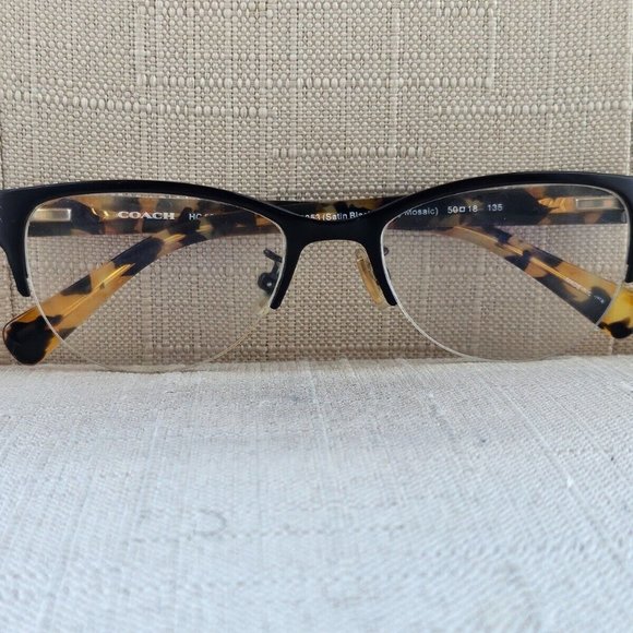 Coach Women Eyeglasses Half Rim Frame Satin Black/Honey Mosaic 50[]18 135 Glasse main image 7